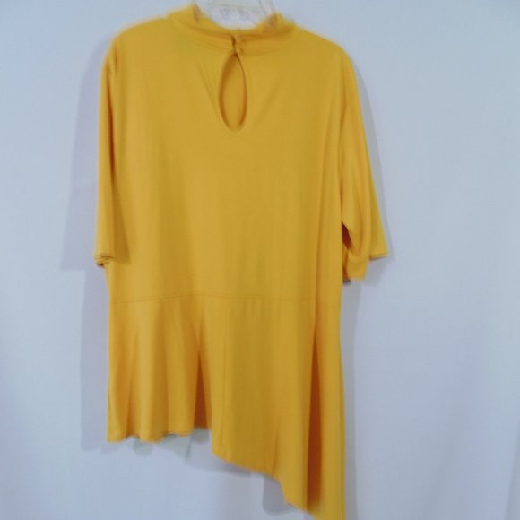 Ashley Stewart mock turtleneck 22/24 mustard asymetrical hem - Picture 3 of 5